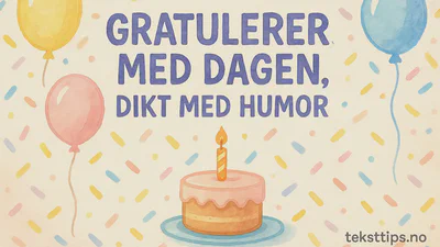 En morsom illustrasjon av bursdagsfeiring med ballonger og konfetti